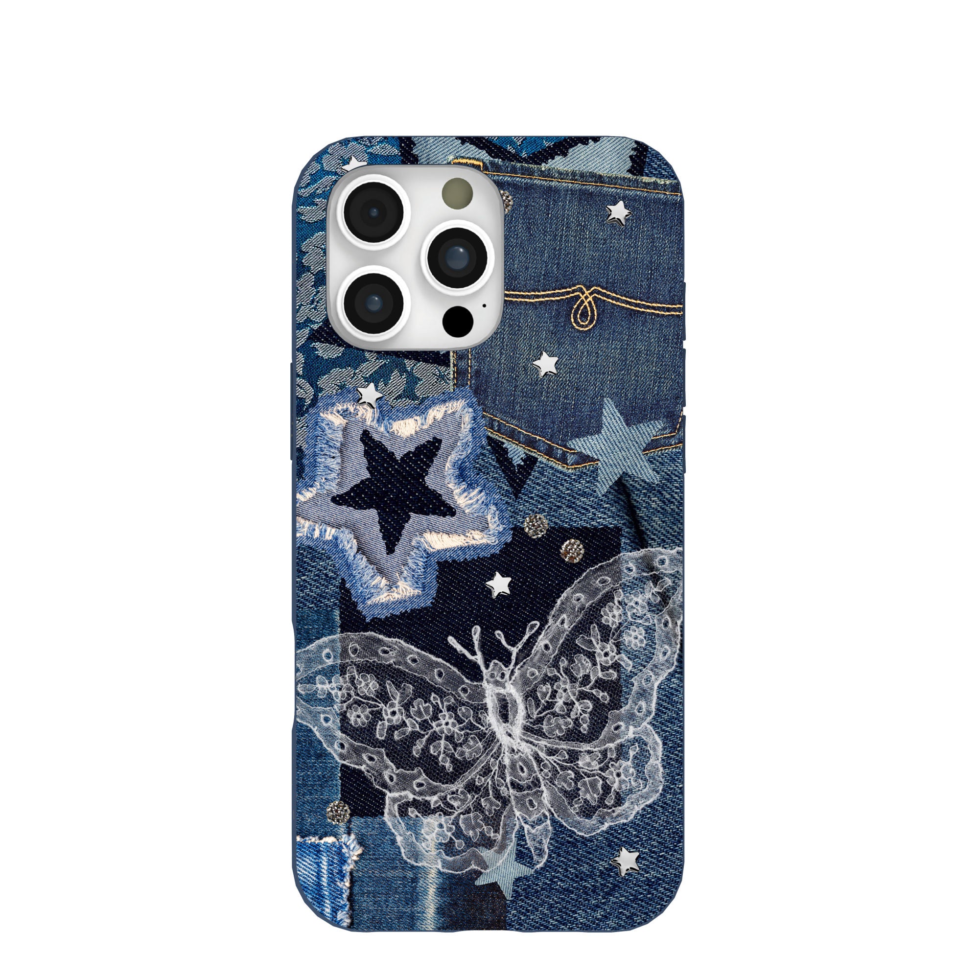 Navy Blue Double Denim iPhone 16 Pro Max Case